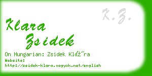 klara zsidek business card